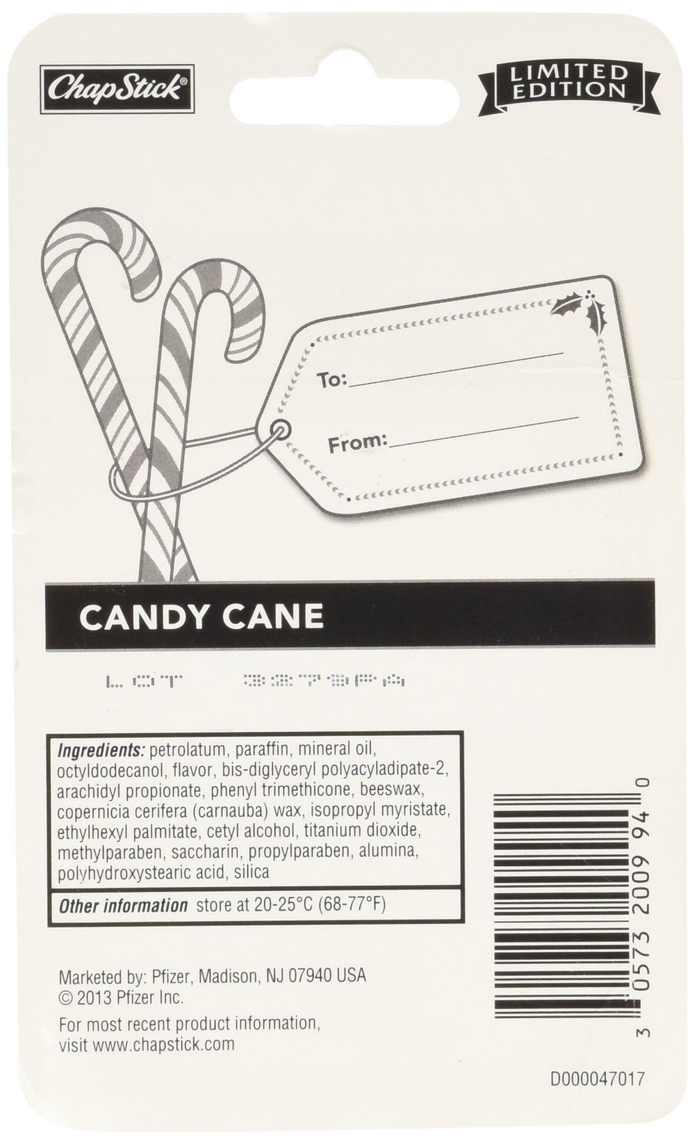ChapStick Candy Cane back view highlighting festive packaging and savings