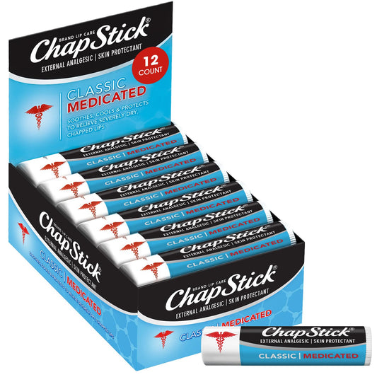 ChapStick Classic lip balm stick delivers a cooling sensation for dry lips.