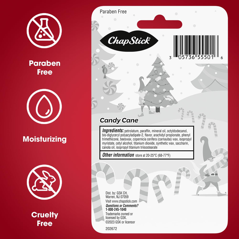 Candy Cane fragrance with smooth glide for everyday lip care.