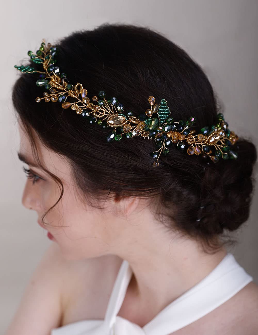 Chargances wedding crystal beaded hair vine comb with sparkling beads for bridal shimmer.