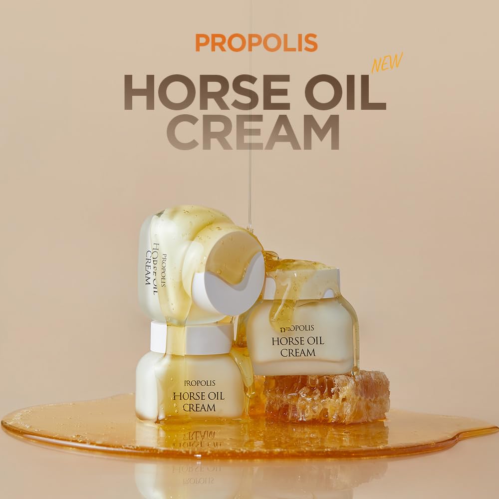 CHARMZONE Propolis Horse Oil Cream packaging and jar highlight simple, elegant hydration for daily use.