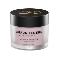 Chaun Legend Acrylic Powder 2oz Pink Parade bottle shows soft pink shimmer for pro nails.