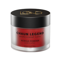 Chaun Legend Bad Blood acrylic powder swatch reveals deep burgundy shimmer for bold designs