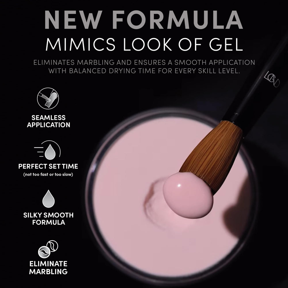 Chaun Legend acrylic powder close-up shows flawless gel-like finish