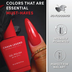 Chaun Legend color swatches showcasing six shades for versatile nail art.