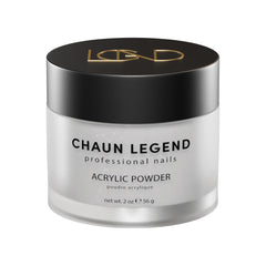Chaun Legend Frost White acrylic powder with subtle sparkle and salon-grade glow