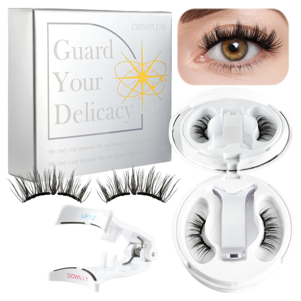 Chensplend magnetic eyelashes application demonstrates easy magnetic attachment for quick, natural-looking wear.
