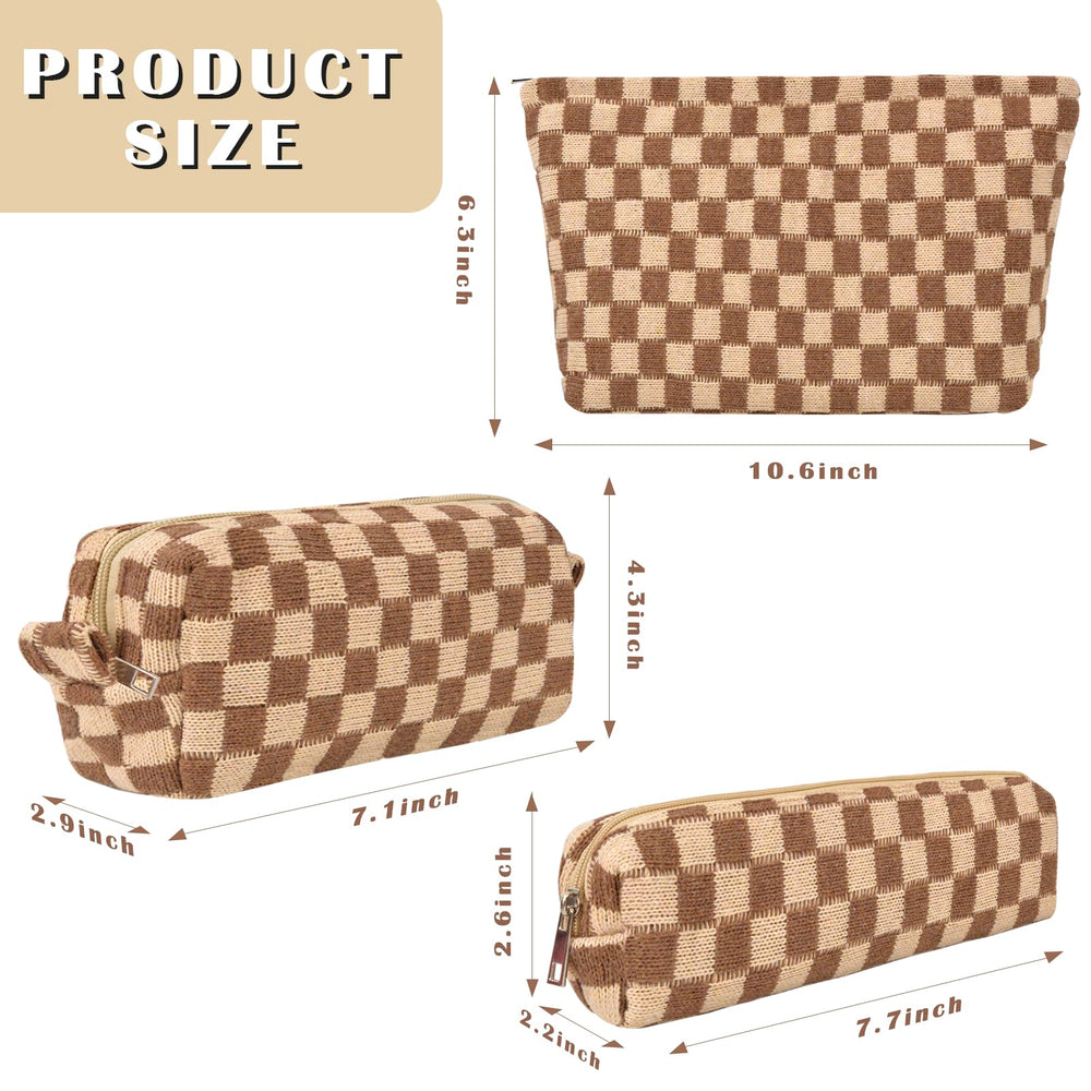ChezMax checkered makeup bag small ideal for coins pencils or compact essentials while traveling