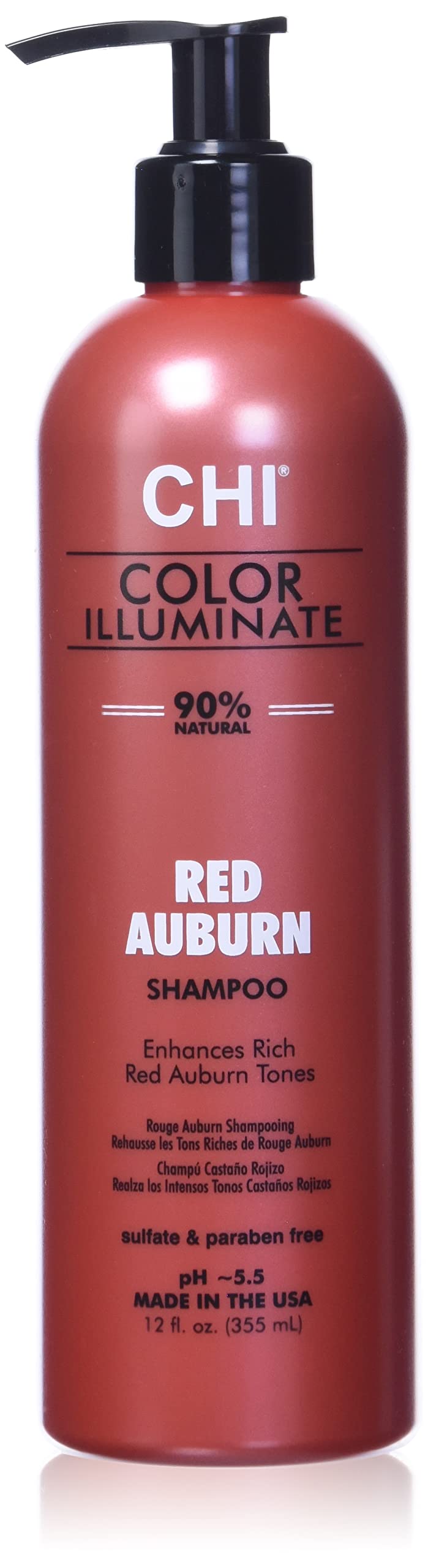 CHI Color Illuminate Shampoo bottle pouring, depositing color and moisture