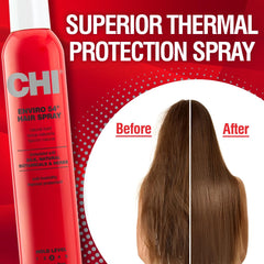 CHI Enviro 54 mist application provides lightweight hold for lasting style.