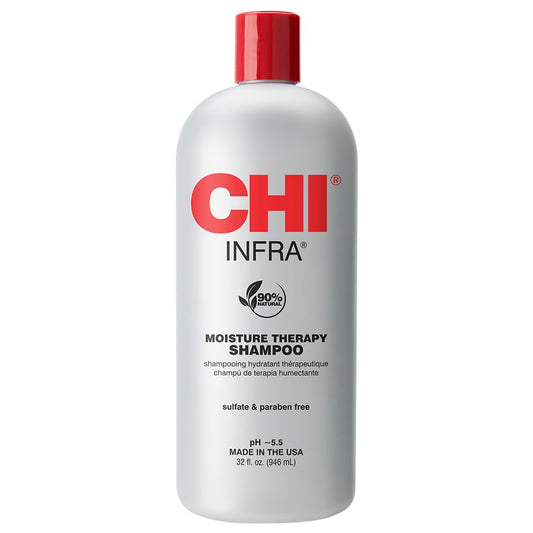 CHI Infra Shampoo bottle front view, gentle cleansing for heat-damaged hair.