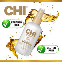 Hair strands treated with CHI Keratin Leave-in Conditioner for softness