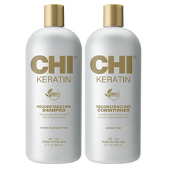 CHI Moisturize It Duo shampoo bottle highlighting deep hydration for damaged hair.