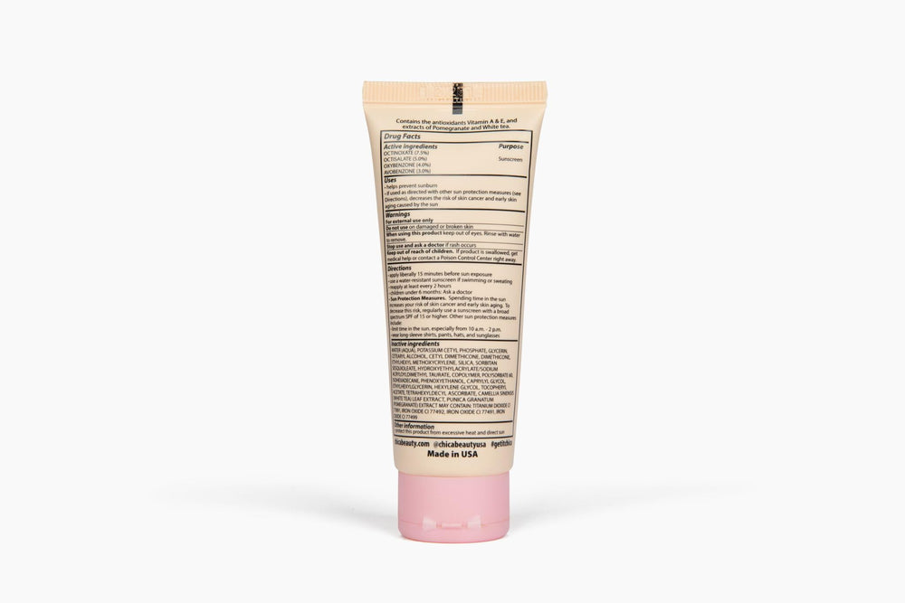 CHICA BEAUTY oil-free tint creates a semi-matte finish on the skin