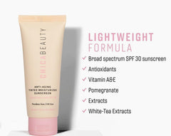 CHICA BEAUTY SPF30 label highlights UVA/UVB protection for daily use