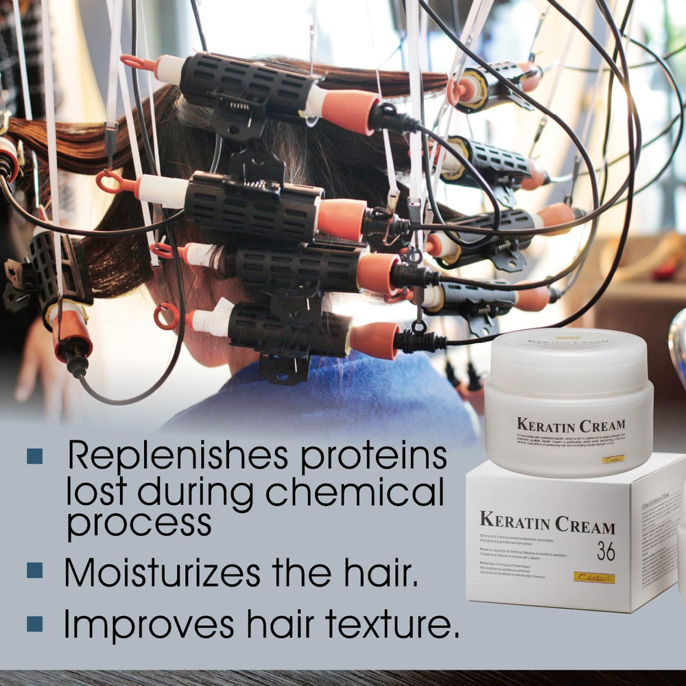 Chihtsai No.36 Keratin Cream after-care hair image suggesting smoother finish