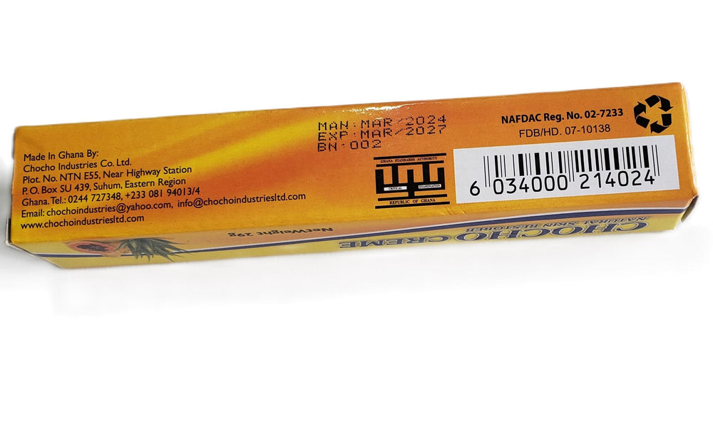 Chocho Cream From Ghana 2-pack pack shot shows convenient size for home use