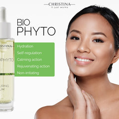 Christina Biophyto Alluring Serum texture closeup shows a lightweight, fast-absorbing formula