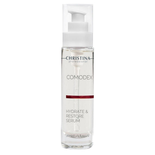 Christina Comodex serum bottle front highlighting premium hydration.