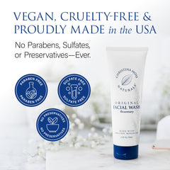 Christina Moss Naturals face wash in daily routine scene for all skin types.