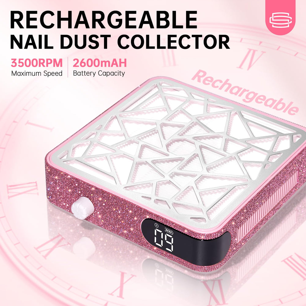 CHRISTINE SHELLY cordless nail dust collector demonstrates mobility around the workstation.