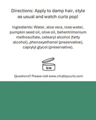 Chubby Curls Slips Right Through My Fingers rose water ingredients close-up highlighting hydration components.