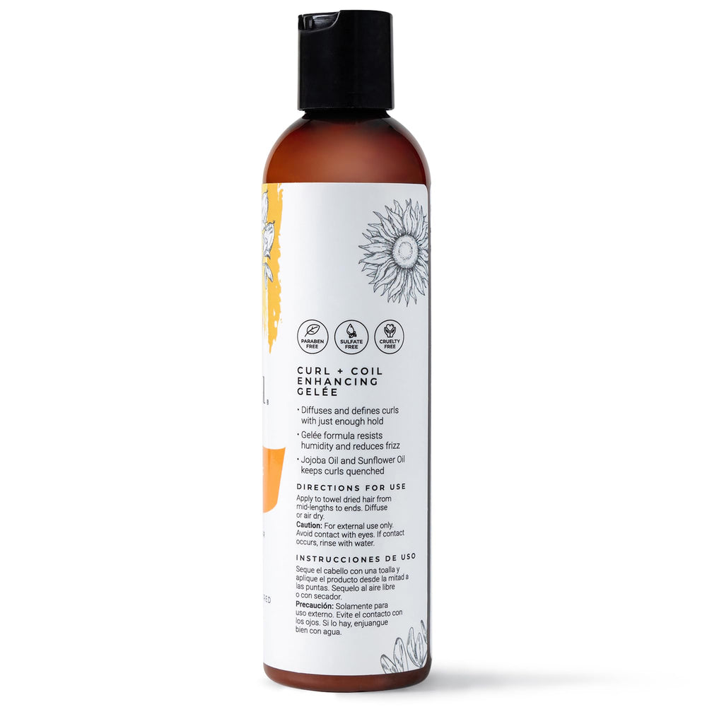 CIBU Curl + Coil Enhancing Gelée applied to wet hair for lightweight hold and natural movement.