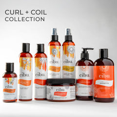 CIBU Curl + Coil Shampoo frizz-control action on defined curls.