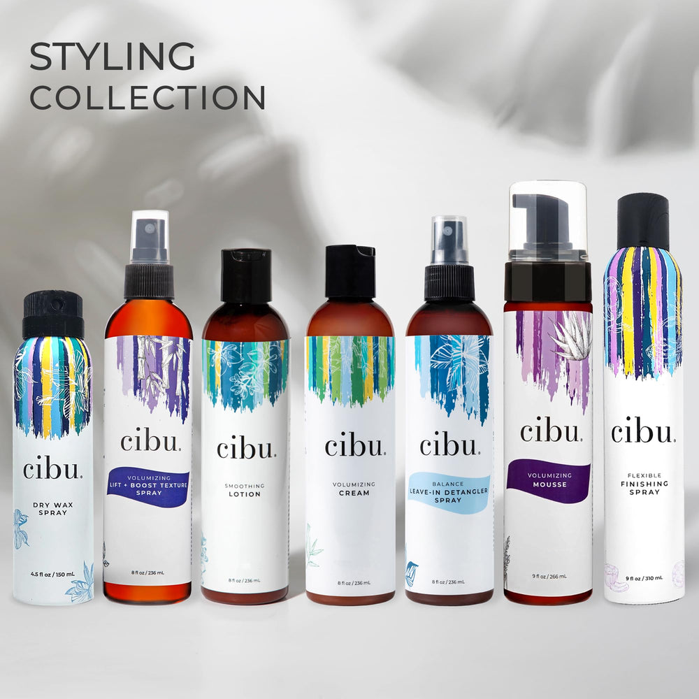 CIBU Dry Shampoo bottle showcases the 6oz size for travel and daily use.