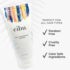 CIBU Dry Shampoo enhances softness and shine while hydrating the scalp.