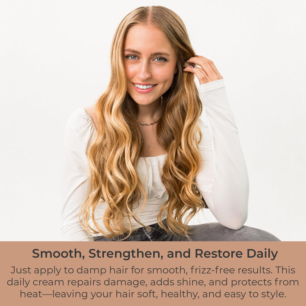 CIBU Revive and Restore on damp hair showing even application before styling