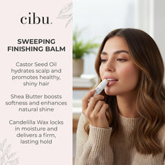 CIBU Sweeping Finishing Balm smoothing hair to tame flyaways