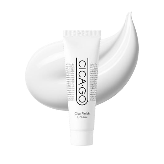 CICA GO Cica Finish Cream packaging close-up highlighting sensitive-skin care.
