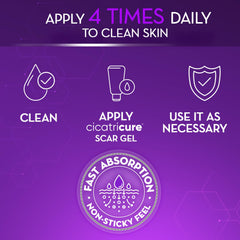 Cicatricure Advanced Scar Gel packaging beside daily-use reminder.