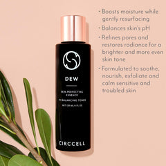 CIRCCELL Dew face toner application demonstrates even tone potential.