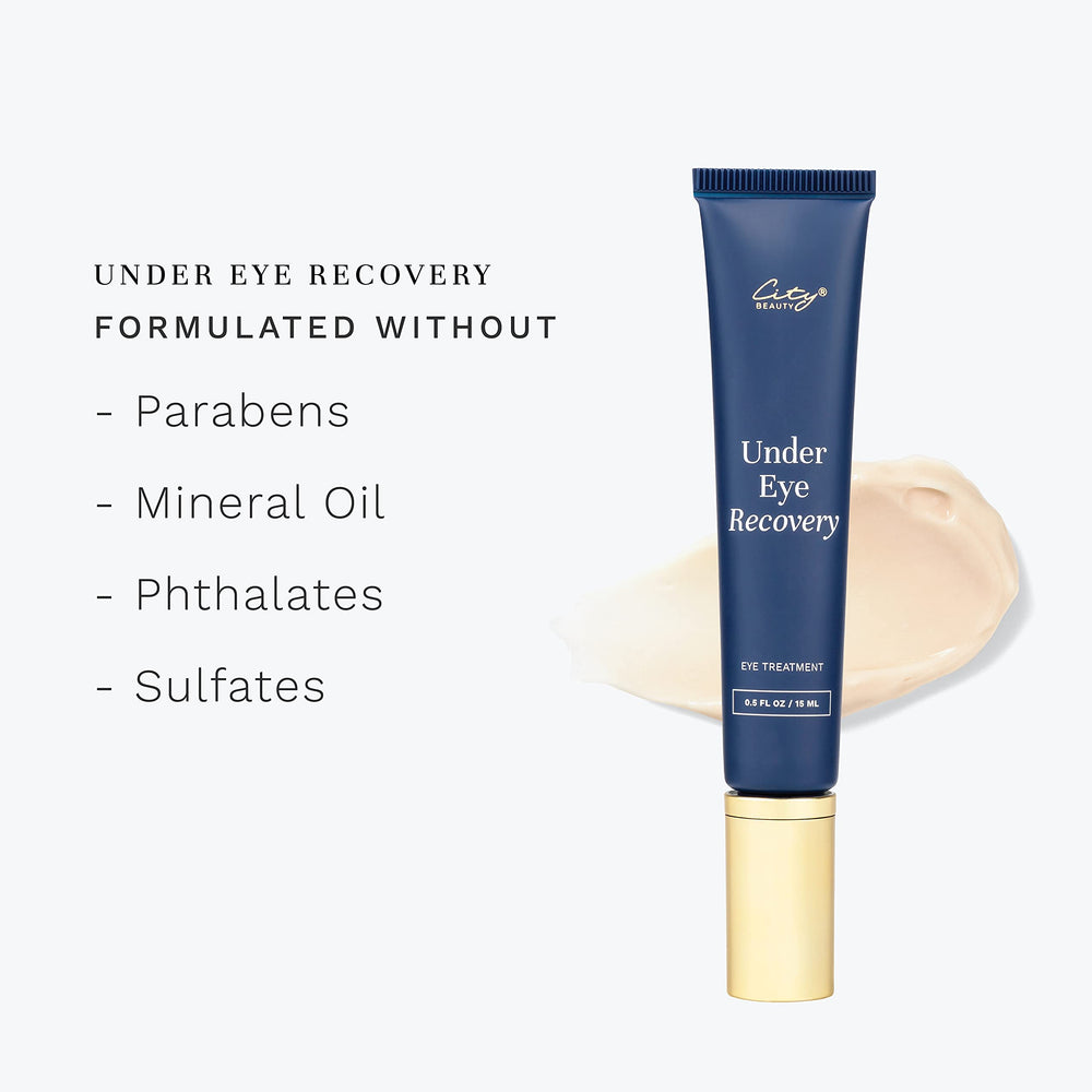 City Beauty Under Eye Recovery texture close-up highlights lightweight cream and comfortable wear.