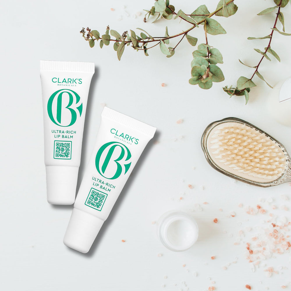 Clark's Botanicals Mini Ultra Rich Lip Balm softens dry lips with nourishing moisture.