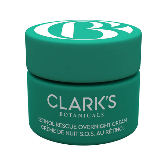 Clark's Botanicals Retinol Rescue jar closeup showing creamy texture for sensitive skin