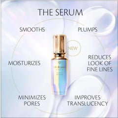 Elegant glass packaging of Cle de Peau serum on display