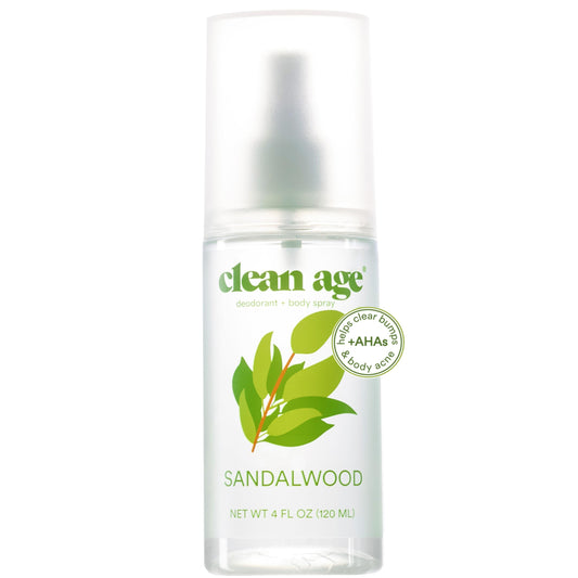 Clean Age sandalwood teen deodorant bottle for daily freshness and odor control