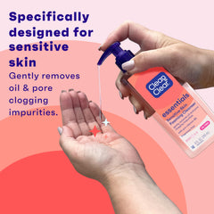 Foaming texture of Clean & Clear Essentials showing gentle daily lather.