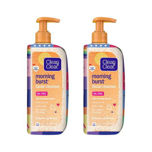 Clean & Clear Morning Burst bottle front view shows vitamin C and ginseng benefits