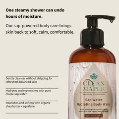 Clean Maple Sap Water Hydrating Body Wash rooted in Vermont's maple heritage.