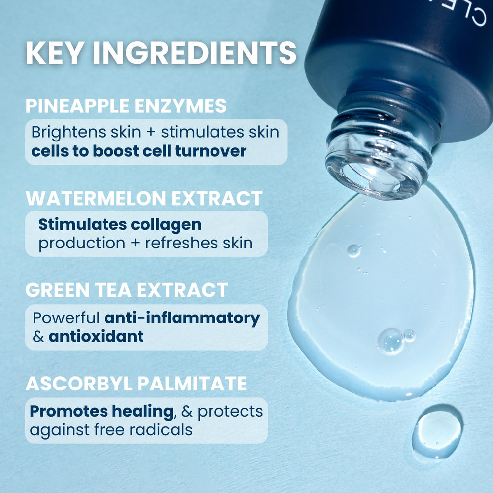 CLEAN SKIN CLUB Serum on hand with fast-absorbing lightweight texture.