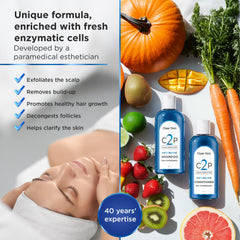 Clear 2 Perfection fresh enzymatic cells close-up from mango, kiwi, strawberry