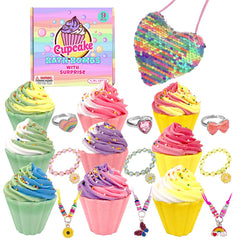 Clear and Fresh 9-pack cupcake bath bombs color the water for kids' baths.