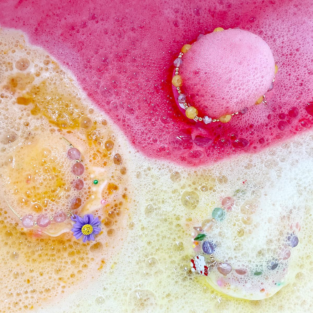 Clear and Fresh donut bath bomb ingredients shown emphasize skin-friendly formula.