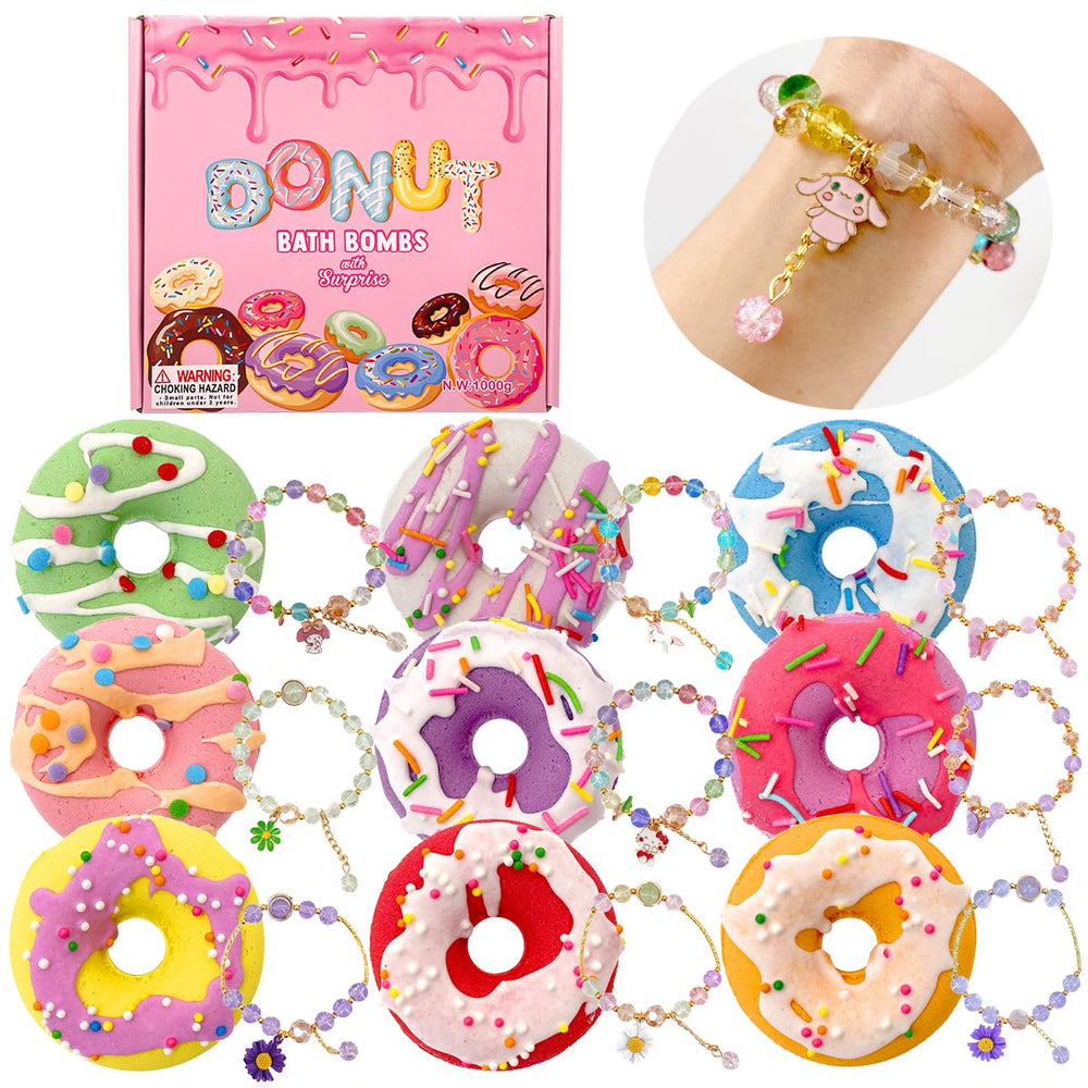 Clear and Fresh donut bath bomb packaging highlights kid-friendly gift appeal.