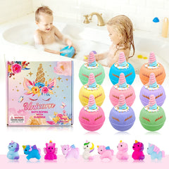 Clear and Fresh unicorn bath bombs create colorful, bubbly sensory experiences.