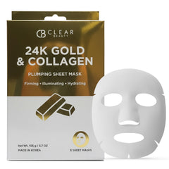 Clear Beauty 24K Gold & Collagen mask pack close-up for radiant hydration.